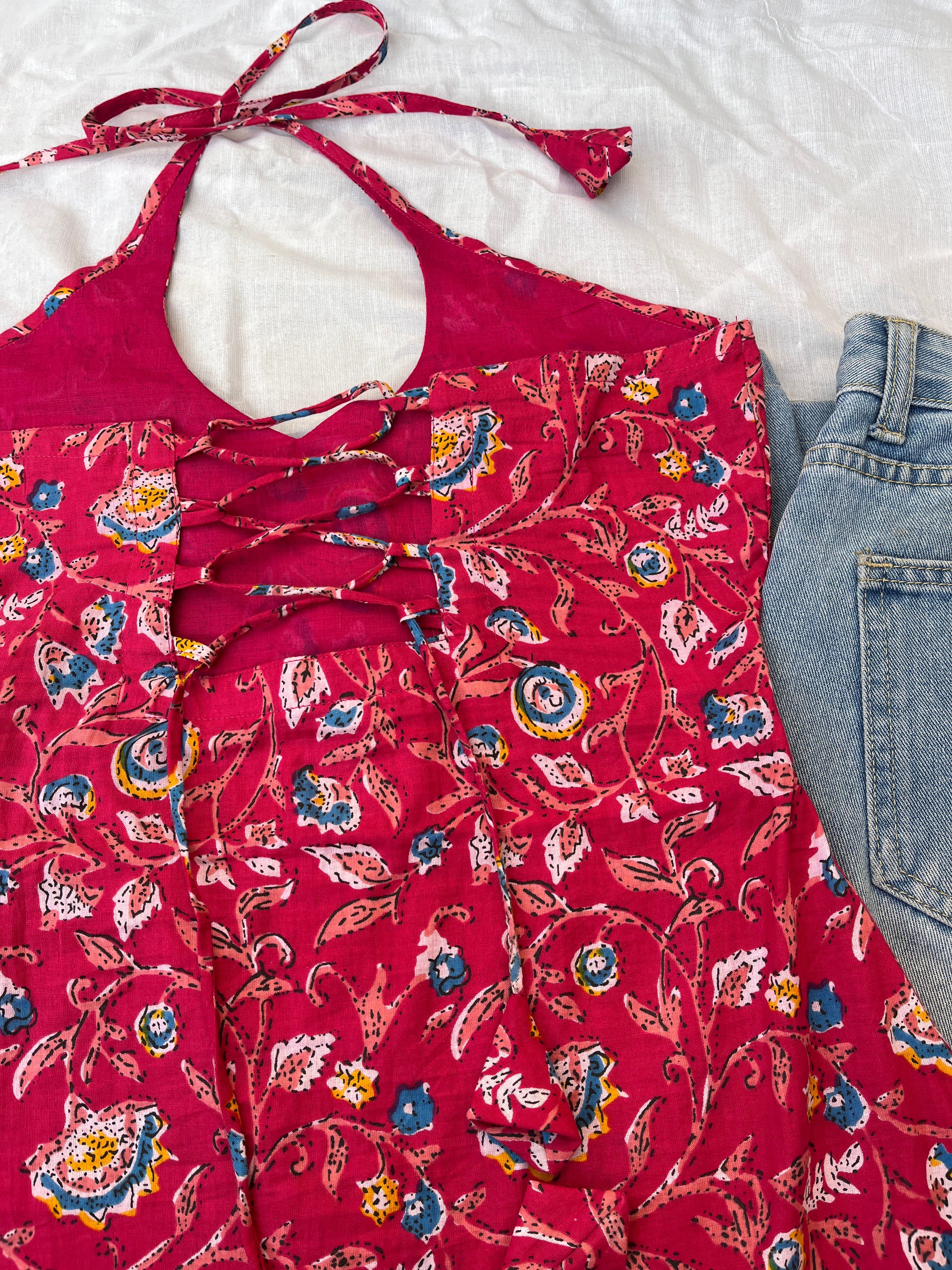 FAB – Halter Neck Backless Kurti- Pink