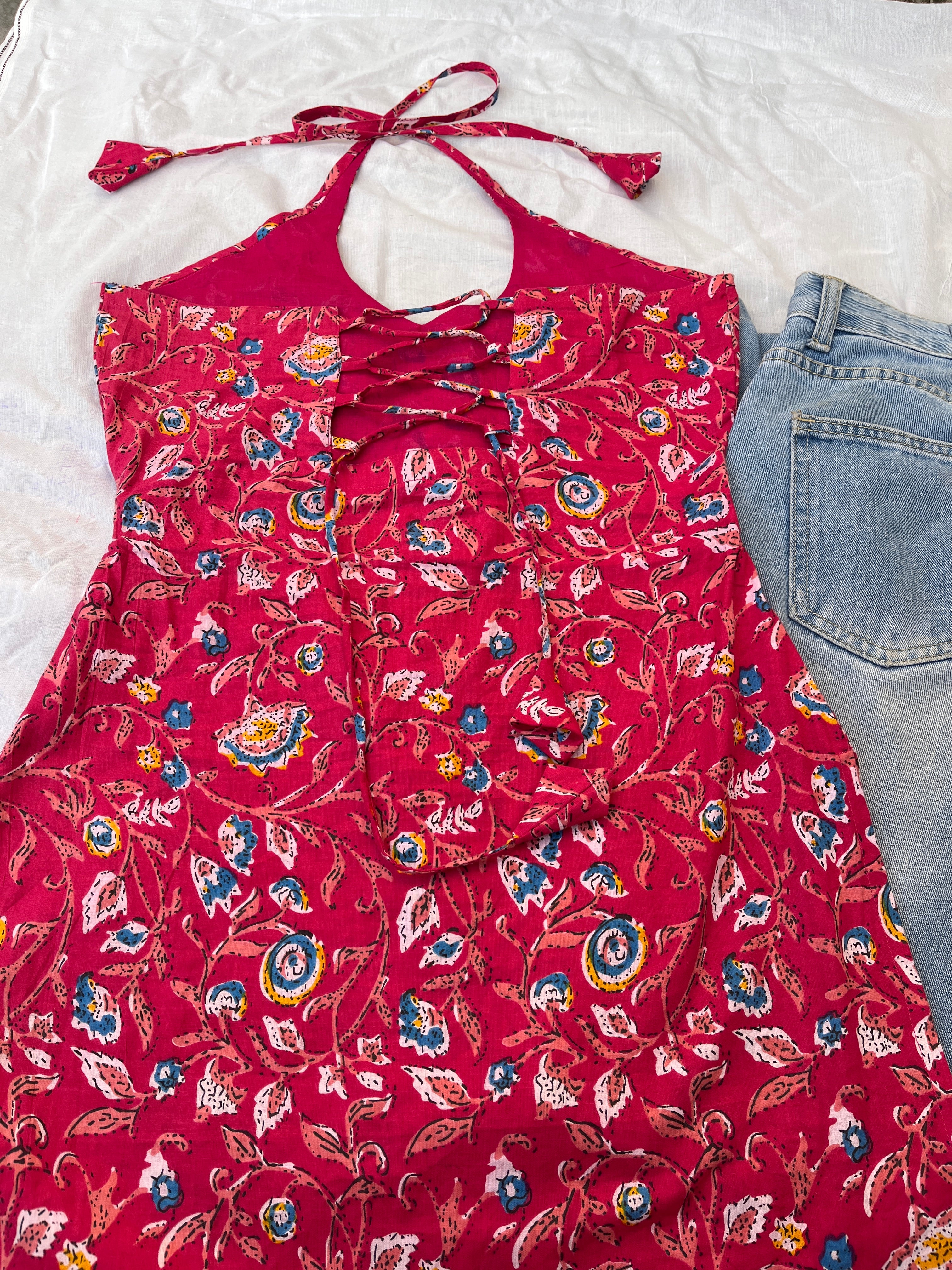 FAB – Halter Neck Backless Kurti- Pink